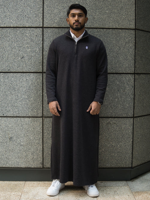 Grey Limited Edition Quarter Zip Thobe, front view