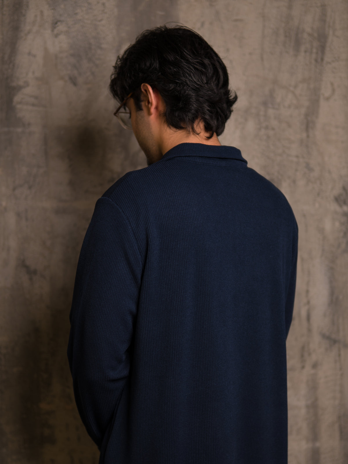 Navy Signature Quarter Zip Thobe, back view