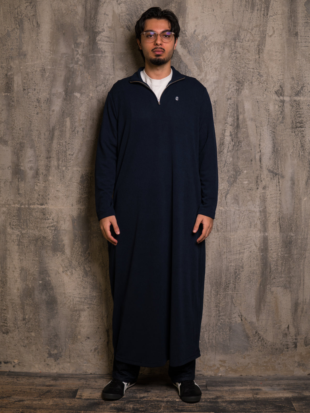 Navy Signature Quarter Zip Thobe, front view